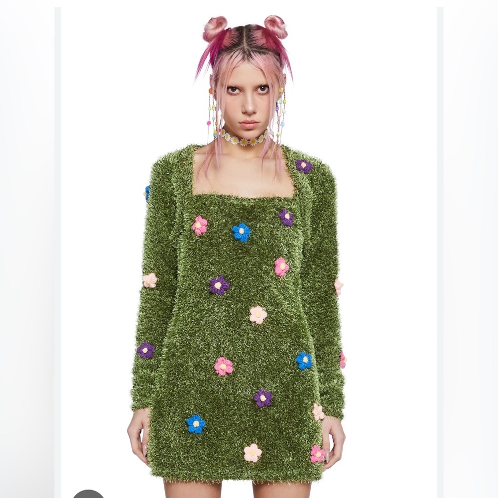 Delia's Grass Flower Mini Dress Shrug Set NWT